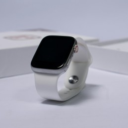 white and black apple watch